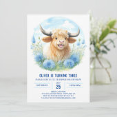 Highland Koe Boy's Wildflower Picknick Verjaardag Kaart (Staand voorkant)