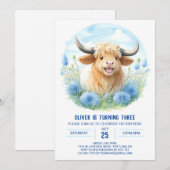 Highland Koe Boy's Wildflower Picknick Verjaardag Kaart (Voorkant / Achterkant)