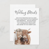 Highland Koe bruiloft informatie Informatiekaartje (Voorkant / Achterkant)