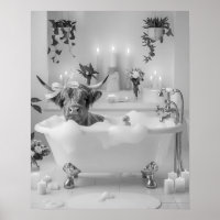 Highland Koe Bubble Badkamer Zwart-wit