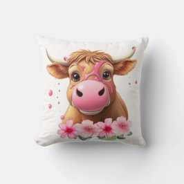 Highland koe burst bubblegum schattig kussen