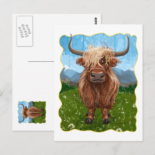 Highland Koe Cadeaus & Accessoires Briefkaart (Voorkant / Achterkant)