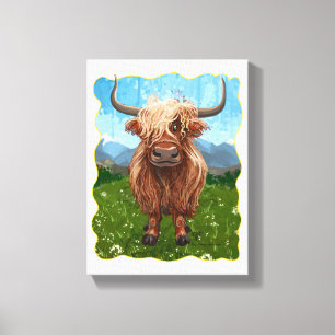 Highland Koe Cadeaus & Accessoires Canvas Afdruk