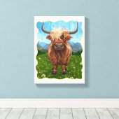 Highland Koe Cadeaus & Accessoires Canvas Afdruk (Insitu (Houten vloer))