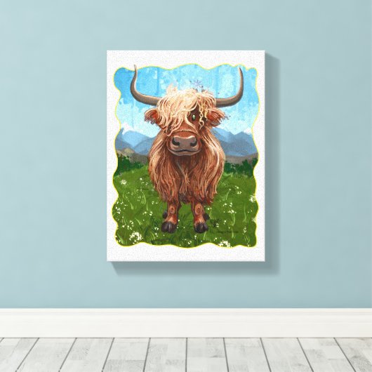 Highland Koe Cadeaus & Accessoires Canvas Afdruk (Insitu (Houten vloer))