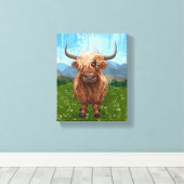 Highland Koe Cadeaus & Accessoires Canvas Afdruk (Insitu (Houten vloer))