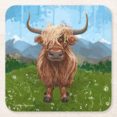 Highland Koe Cadeaus & Accessoires Kartonnen Onderzetters (Voorkant)