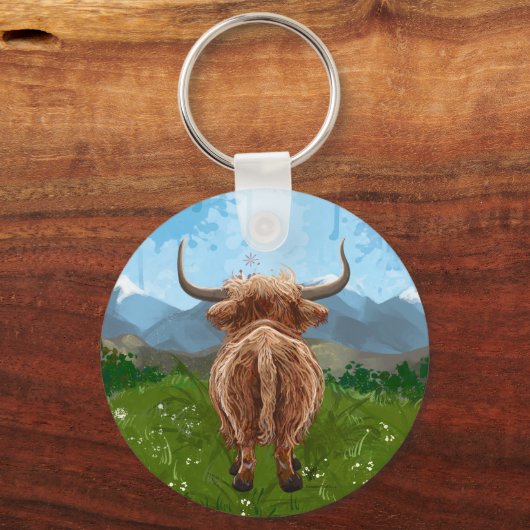 Highland Koe Cadeaus & Accessoires Sleutelhanger (Achterkant)
