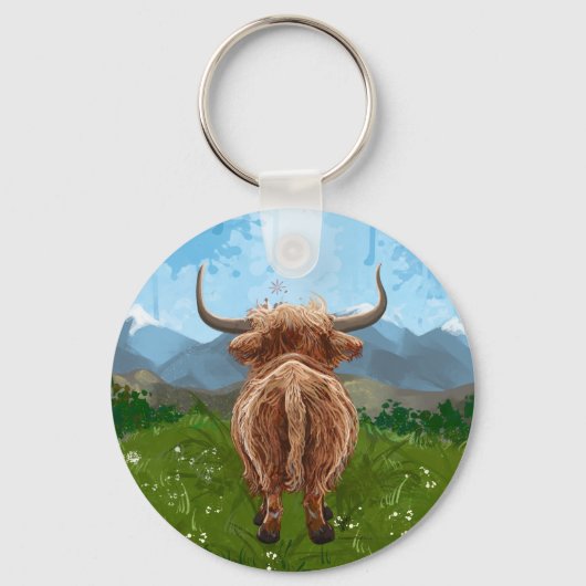 Highland Koe Cadeaus & Accessoires Sleutelhanger (Achterkant)