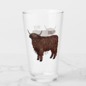 Highland koe cartoon illustratie glas (Achterkant)