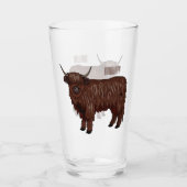 Highland koe cartoon illustratie glas (Voorkant)