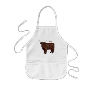 Highland koe cartoon illustratie  kinder schort