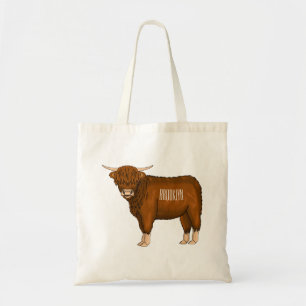 Highland koe cartoon illustratie tote bag