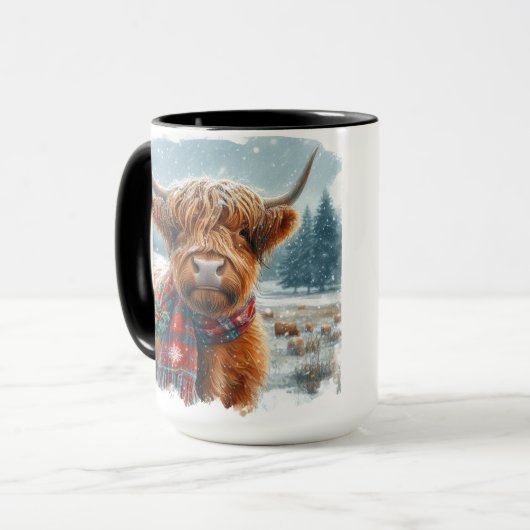 Highland Koe Christmas Coffee Mok Cup (Voorkant links)