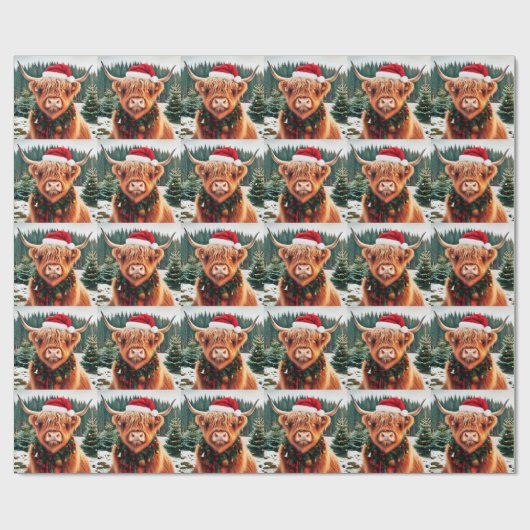 Highland Koe Christmas Wrapping Paper Cadeaupapier (Vlak)