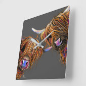 Highland Koe Clock " S&N" door Shirley MacArthur Vierkante Klok (Hoek)