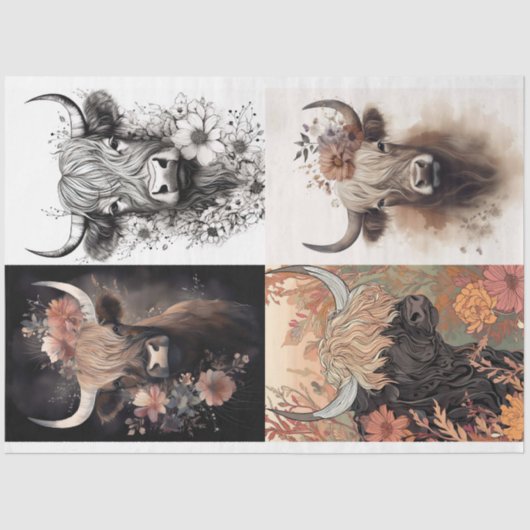 Highland Koe Collage 1 Decoupage papier (Voorkant)