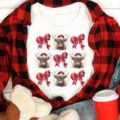 Highland Koe Coquette Kerstboog Tri-Blend Shirt