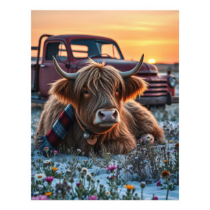 Highland Koe Country Christmas Foto Afdruk