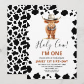 Highland Koe Cowboy Pet Koe Print 1e Verjaardag Kaart (Voorkant / Achterkant)