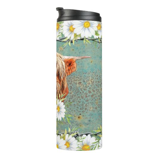 Highland Koe Daisies Thermosbeker (Geroteerd rechts)