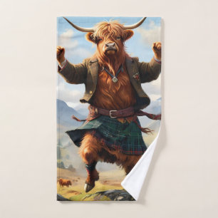 Highland Koe danst de Highland Fling, Bad Handdoek