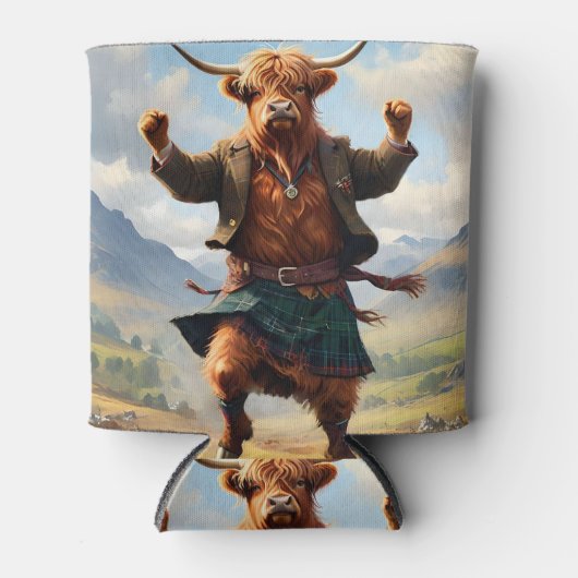 Highland Koe danst de Highland Fling, Blikjeskoeler (Voorkant)