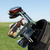 Highland Koe danst de Highland Fling, Golfheadcover (Insitu)