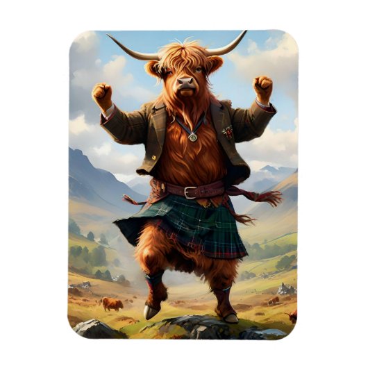 Highland Koe danst de Highland Fling, Magneet (Verticaal)