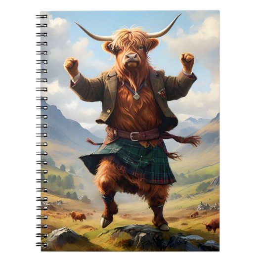 Highland Koe danst de Highland Fling, Notitieboek (Voorkant)
