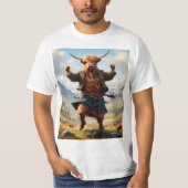 Highland Koe danst de Highland Fling, T-shirt (Voorkant)