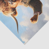 Highland Koe danst de Highland Fling, Tissuepapier (Detail)