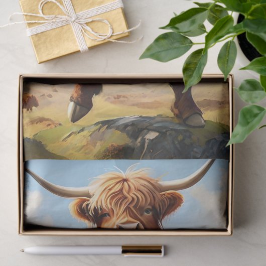Highland Koe danst de Highland Fling, Tissuepapier (Geschenk)