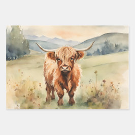 Highland Koe  decoupage Inpakpapier Vel