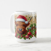 Highland Koe draagt kerstmis Koffiemok (Voorkant links)