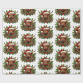 Highland Koe draagt Santa Hat Cadeaupapier (Vlak)