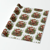 Highland Koe draagt Santa Hat Cadeaupapier (Uitgerold)