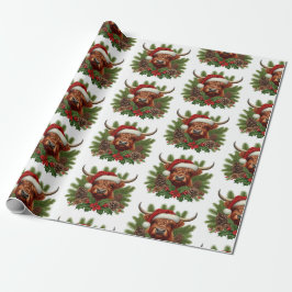 Highland Koe draagt Santa Hat Cadeaupapier