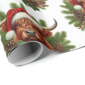 Highland Koe draagt Santa Hat Cadeaupapier (Rol Hoek)