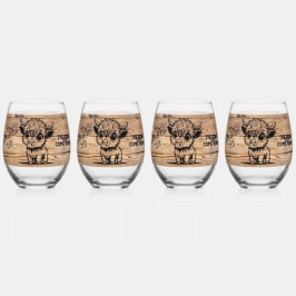 Highland Koe - Drink tot de Koeien thuiskomen Wijnglas Zonder Voet