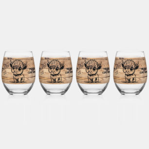 Highland Koe - Drink tot de Koeien thuiskomen Wijnglas Zonder Voet
