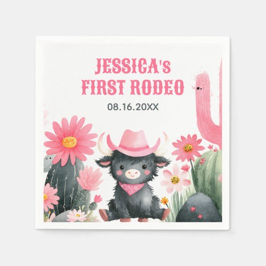 Highland Koe eerste Rodeo Westerne Kinderen Servet (Voorkant)