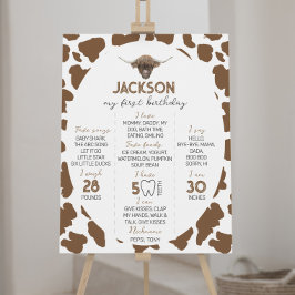 Highland Koe Eerste Verjaardag Mijlpaal teken Poster