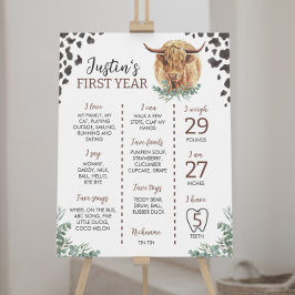 Highland Koe Eerste Verjaardag Mijlpaal teken Poster