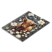 Highland Koe Elegante Witte Bloemen Notitieboek (Linkerzijde)