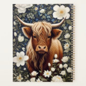 Highland Koe Elegante Witte Bloemen Planner (Achterkant)