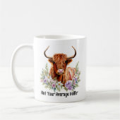Highland Koe en Flowers Funny Heifer Waterverf Koffiemok (Links)