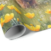 Highland Koe en kalf Buttercup Field Decoupage Cadeaupapier (Rol Hoek)