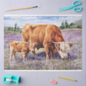 Highland Koe en Kalf Flower Field Art Decoupage Tissuepapier (Craft)