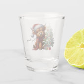 Highland Koe en kerstboom Shot Glas (Achterkant)